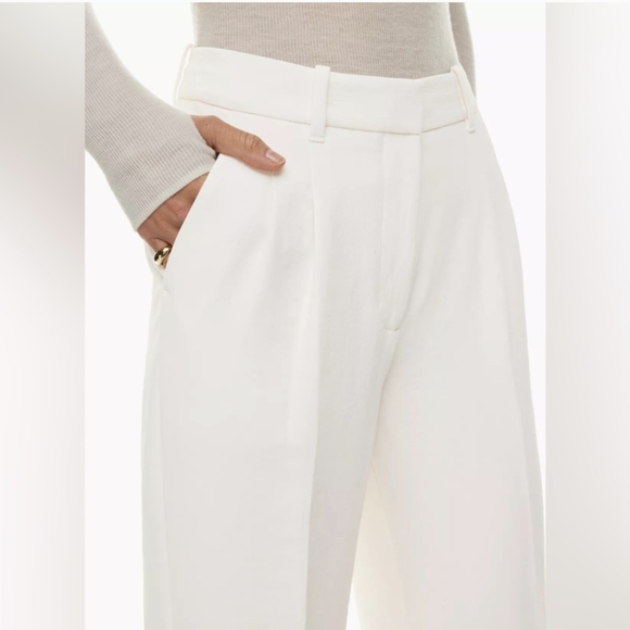 NEW WILFRED Effortless Pants White Pleated Wide Leg Crepe 0 Aritzia - Picture 8 of 15